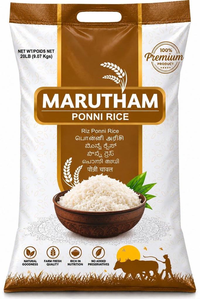 Marutham Ponni Boiled Rice – 20 lb | Ponni Puzhungal Arisi